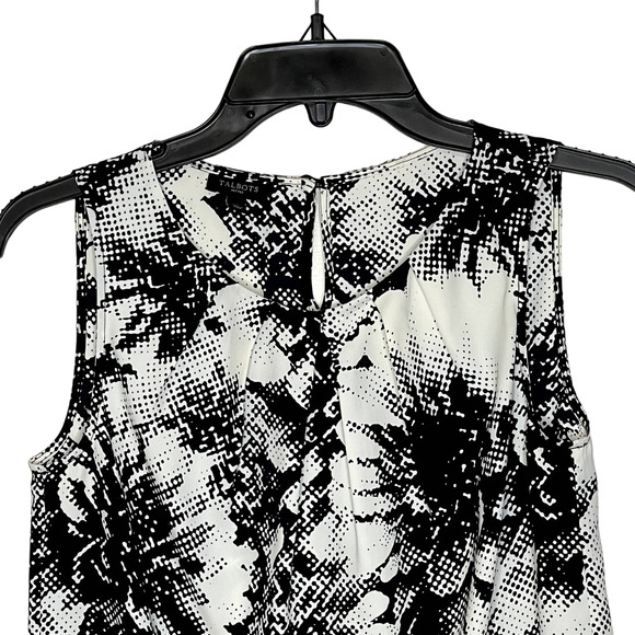 Talbots Petites Tank Top Size 2P Black White Pattern Polyester Womens - Picture 2 of 8